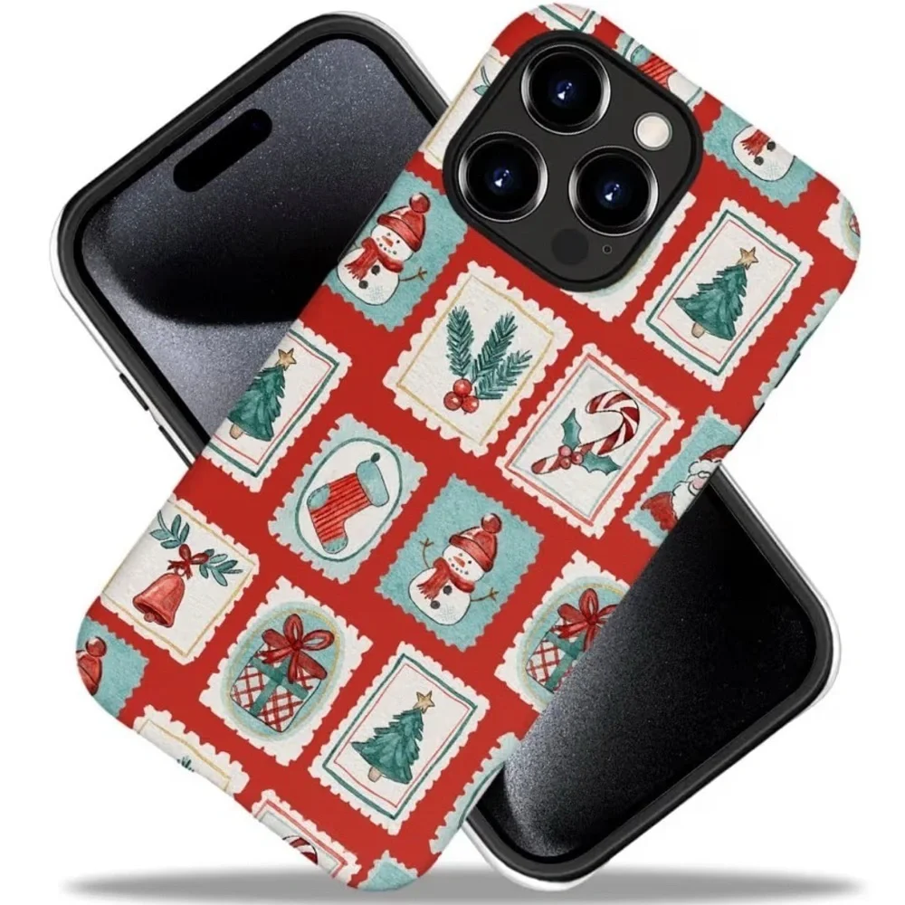 Compatible with for iPhone 13 Pro,Watercolor Christmas Stamp Snowman Phone Case